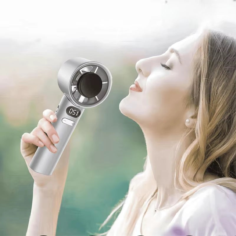 Portable Handheld Fan, USB Rechargeable Mini Fan with Digital Display, Small Electric Fan for Outdoor Camping
