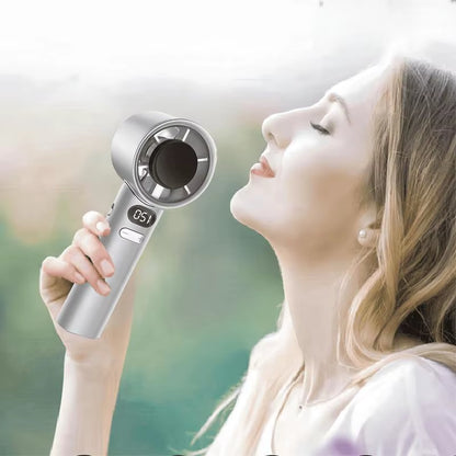 Portable Handheld Fan, USB Rechargeable Mini Fan with Digital Display, Small Electric Fan for Outdoor Camping