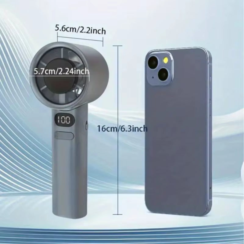Portable Handheld Fan, USB Rechargeable Mini Fan with Digital Display, Small Electric Fan for Outdoor Camping
