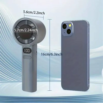 Portable Handheld Fan, USB Rechargeable Mini Fan with Digital Display, Small Electric Fan for Outdoor Camping