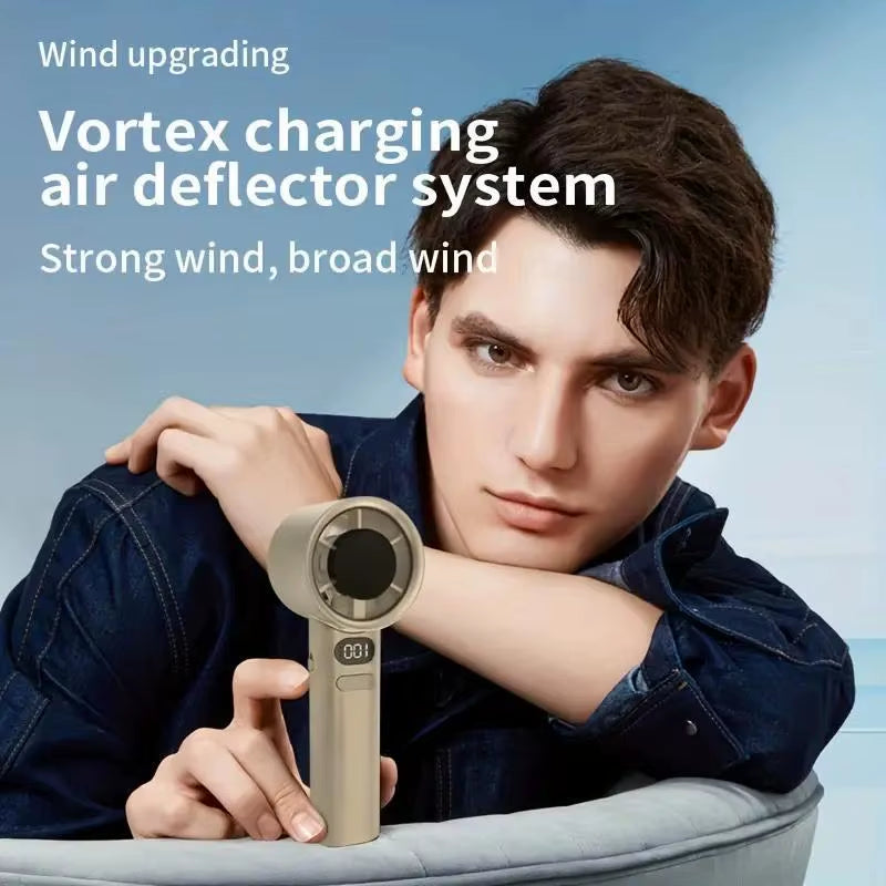 Portable Handheld Fan, USB Rechargeable Mini Fan with Digital Display, Small Electric Fan for Outdoor Camping