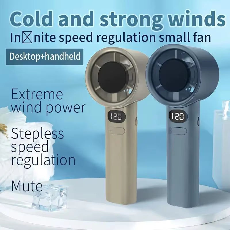 Portable Handheld Fan, USB Rechargeable Mini Fan with Digital Display, Small Electric Fan for Outdoor Camping
